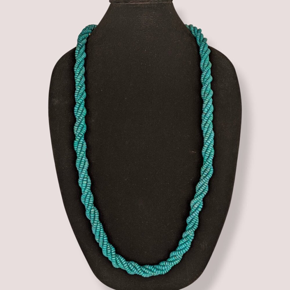V. Konyak Naga-Inspired Twisted Wood Heishi Beaded Necklace
